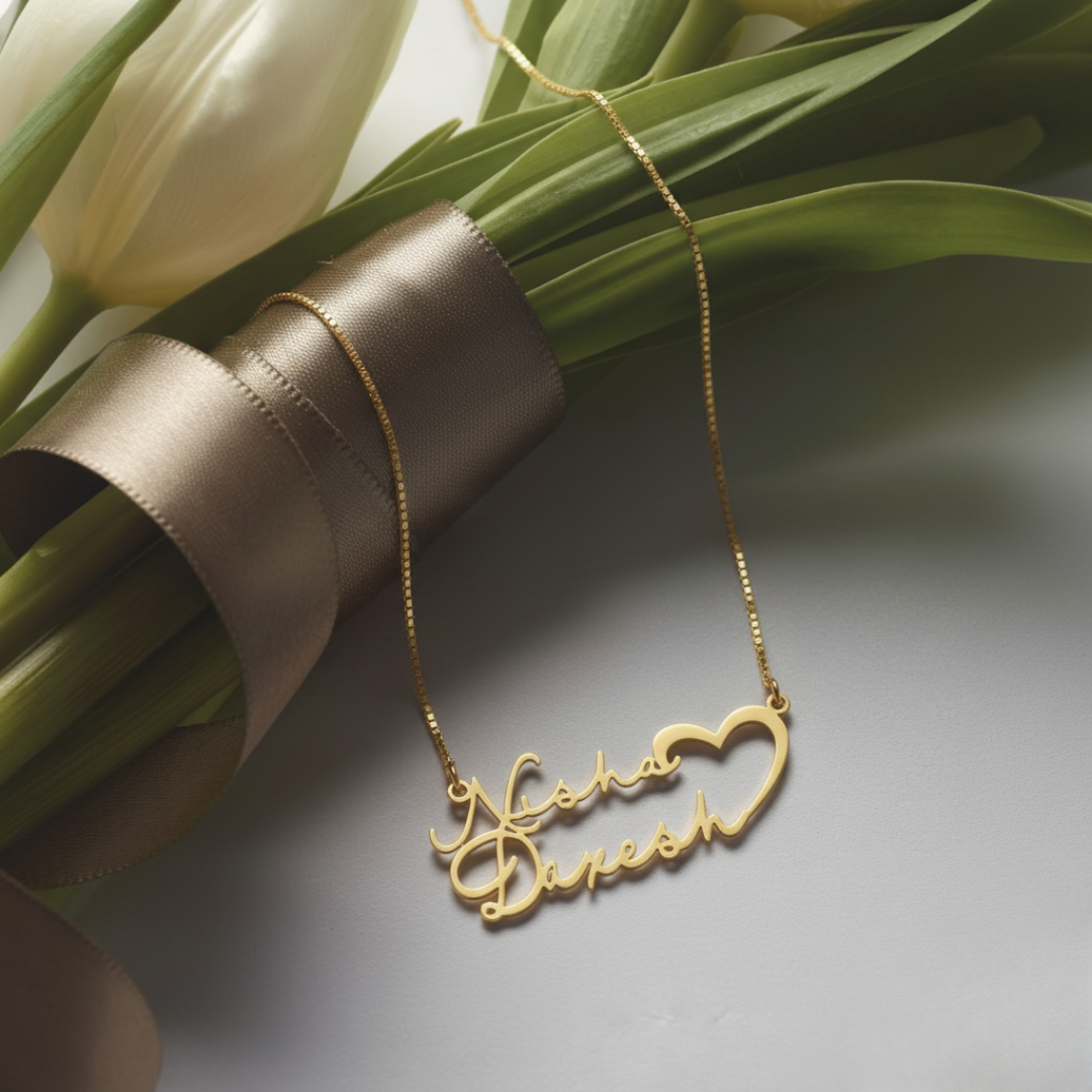 Lovers Engraved Name Necklace