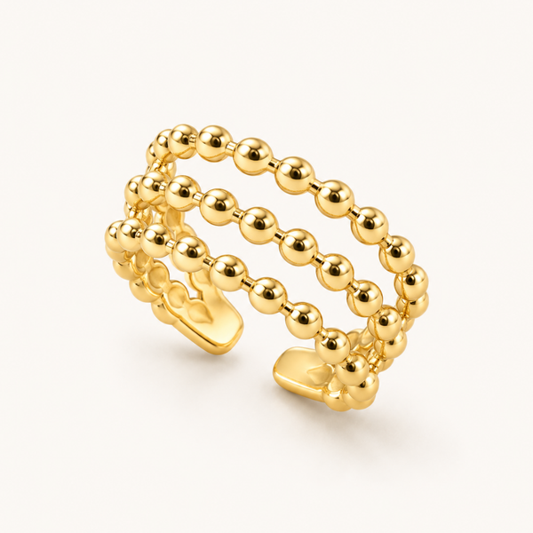 Triple Bead Ring - 18k Gold (Demi Fine)