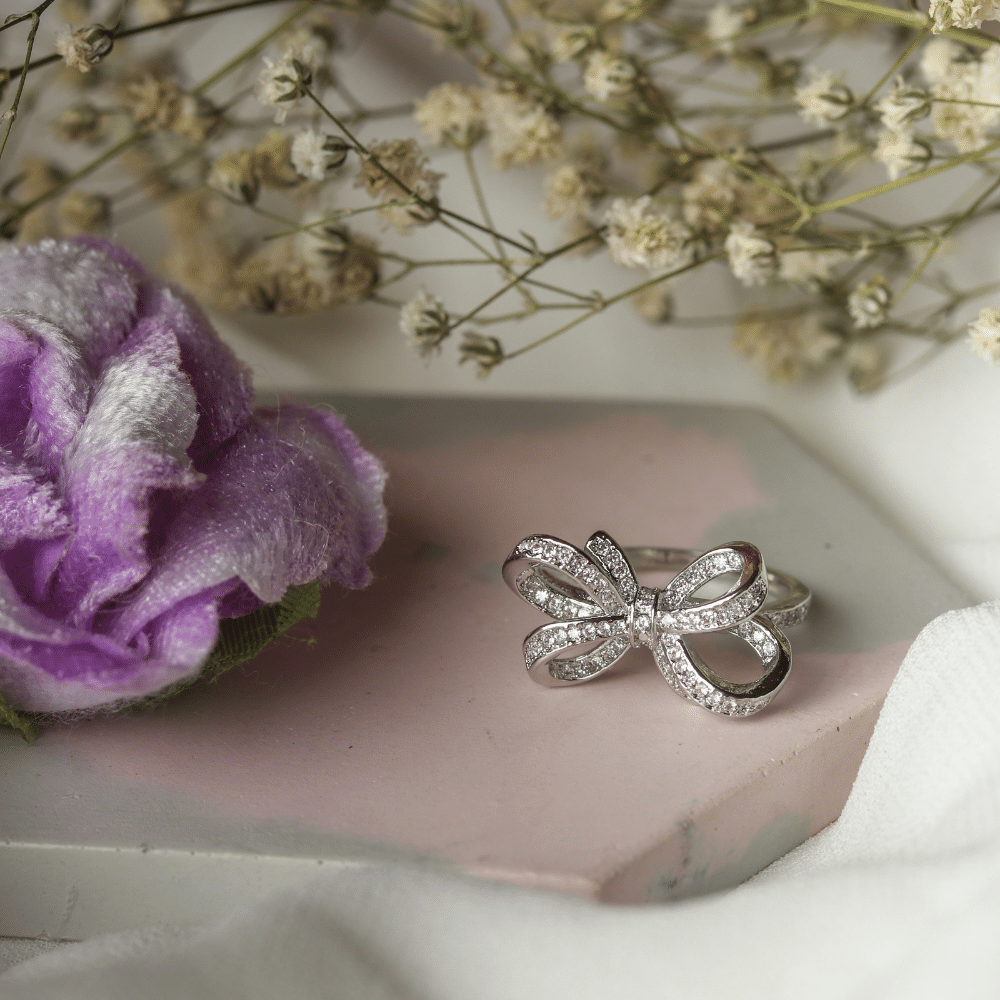 Zircon Ribbon Knot Ring