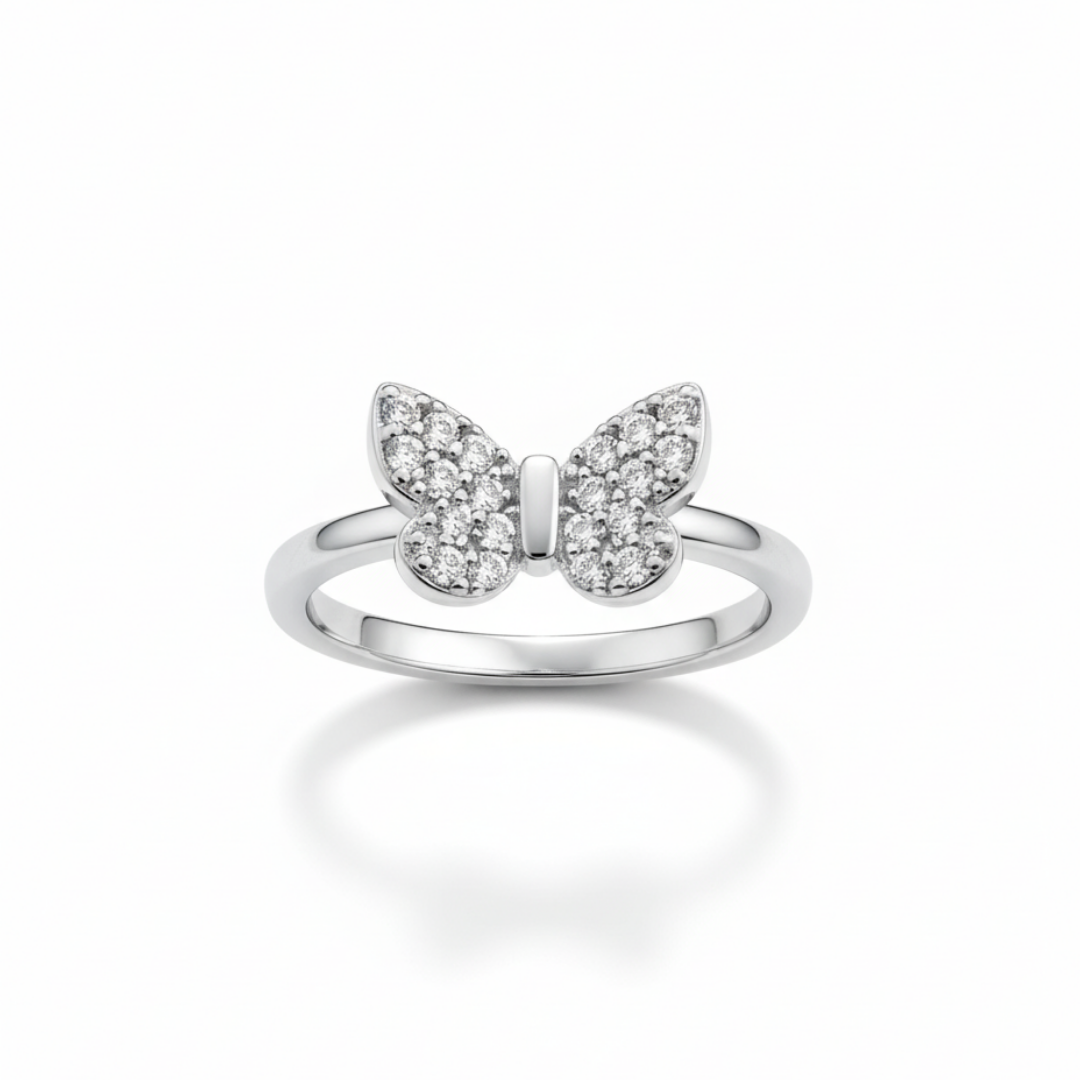 Minimalistic Butterfly Zircon Ring