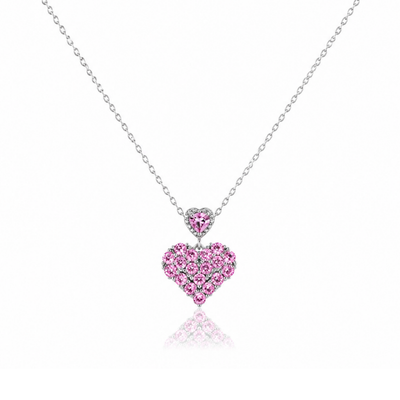 Pink Heart Zircon Diamond Necklace