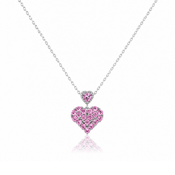 Pink Heart Zircon Diamond Necklace