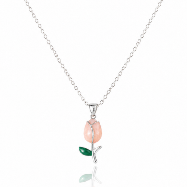 Pink Tulip Charm Necklace