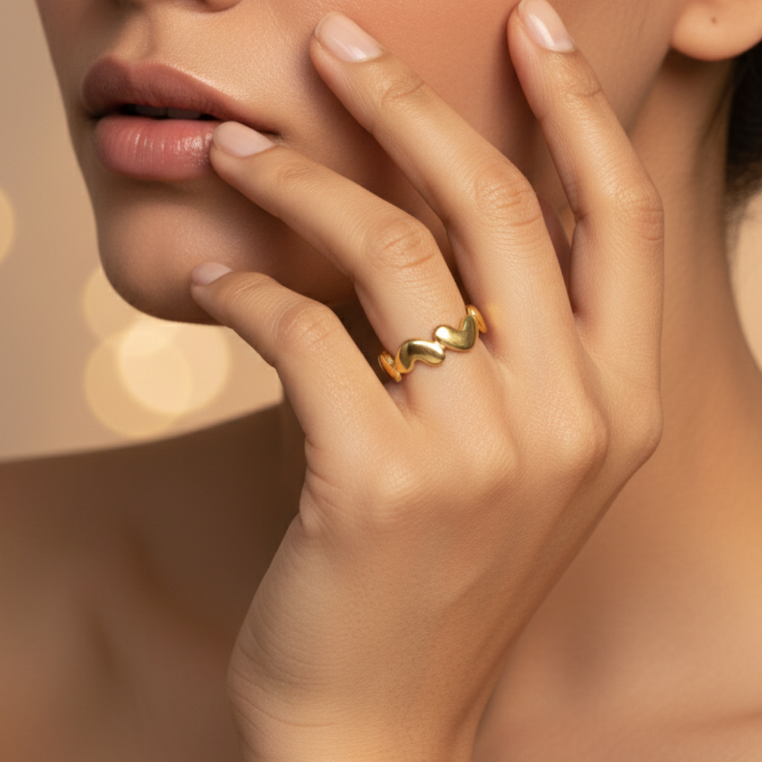 V-Shaped 18K Gold Plated Ring