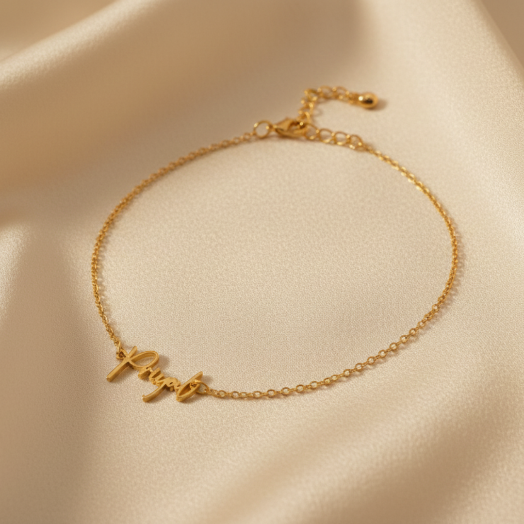 The Flowing Signature Name Anklet