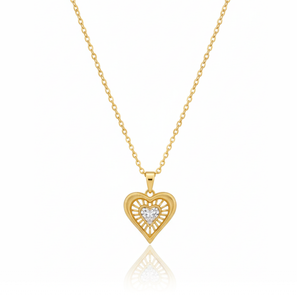 Zircon Diamond Studded Heart Necklace