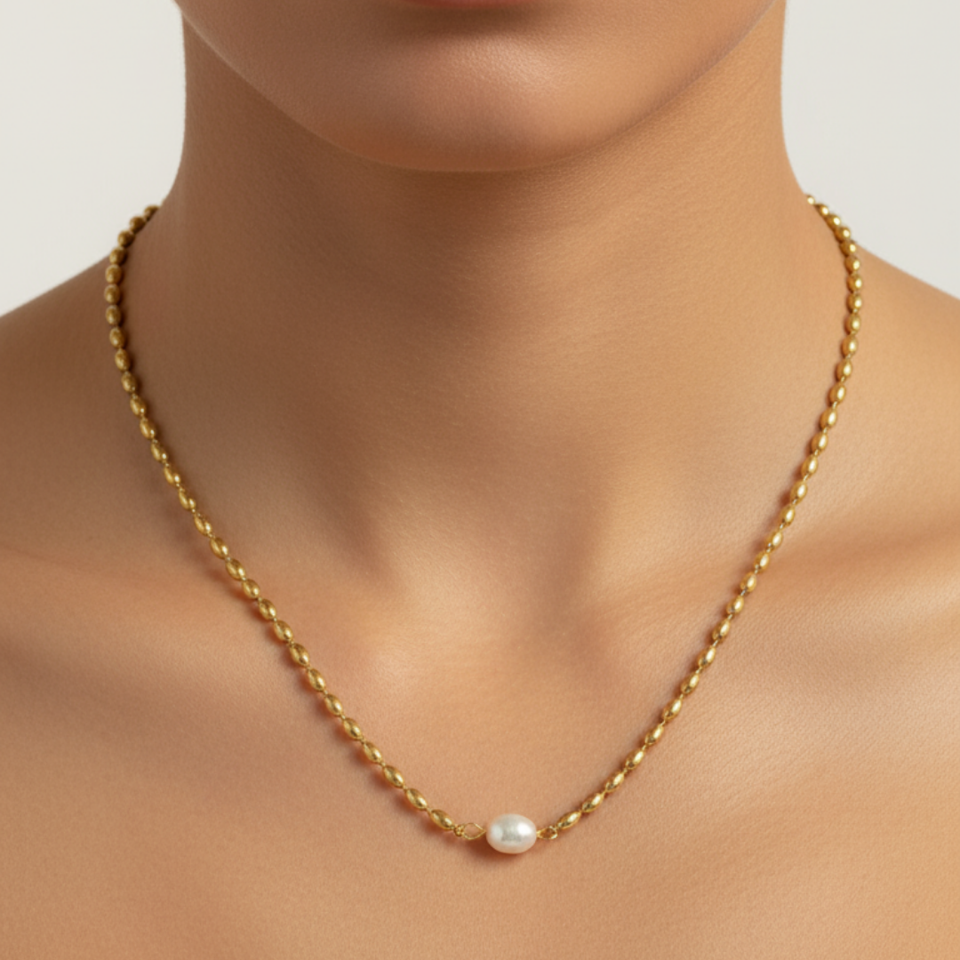 Vintage Bead Necklace With Pearl