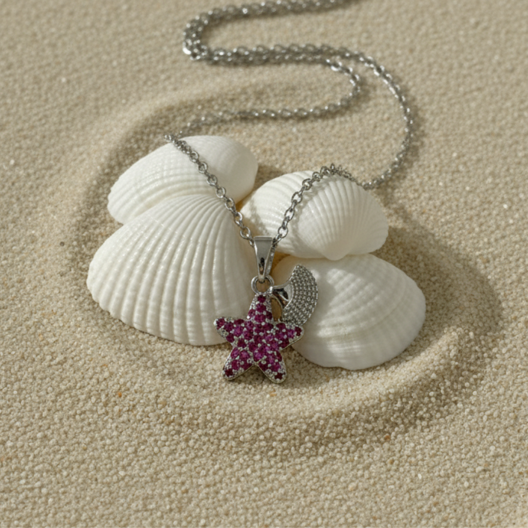 Twinking Moon And Star Zircon Diamond Necklace