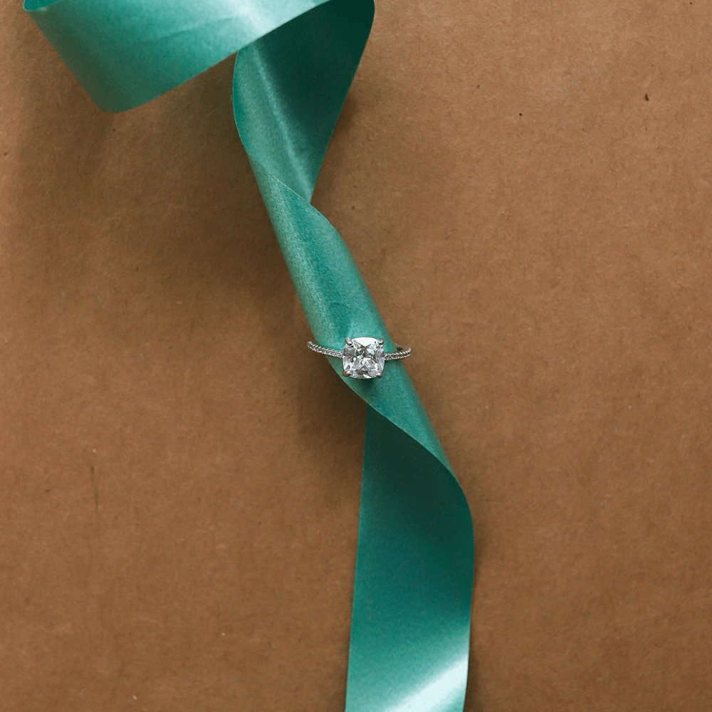 Silver Zircon Ring with Pave Band