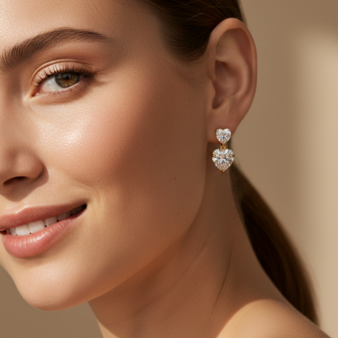 Radiant Twin Heart Drops Earings