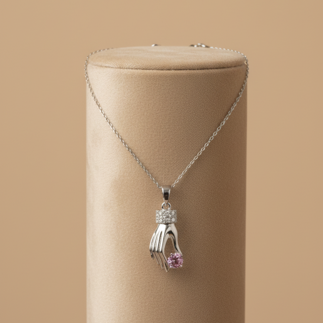 Ava Pink Zircon Diamond Necklace
