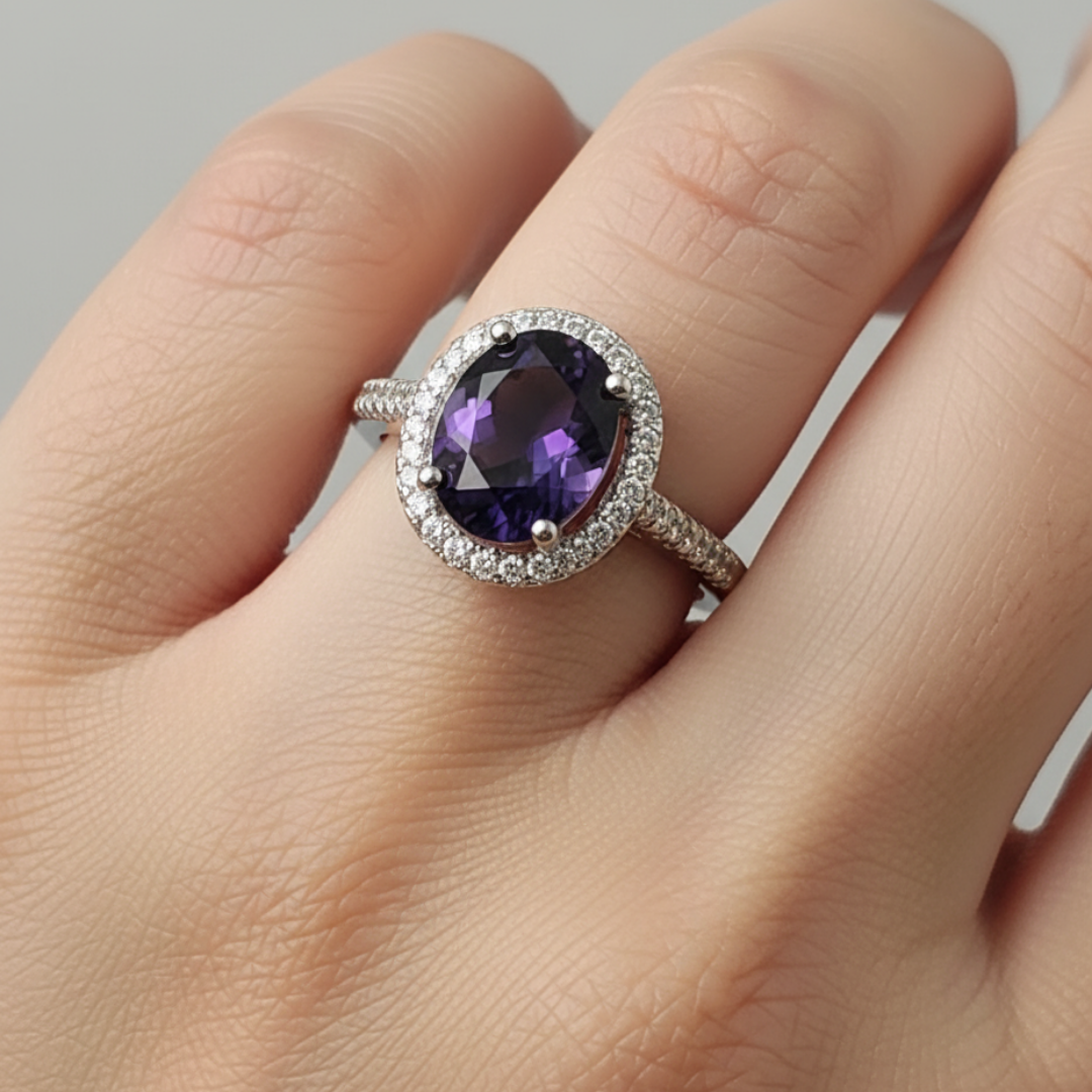 Oval Purple Zircon Ring