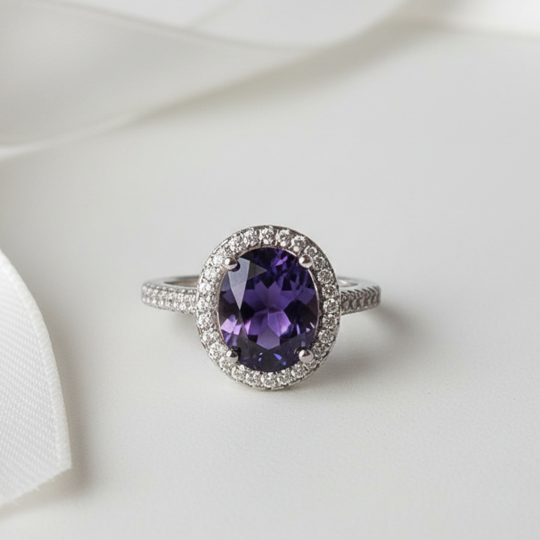 Oval Purple Zircon Ring