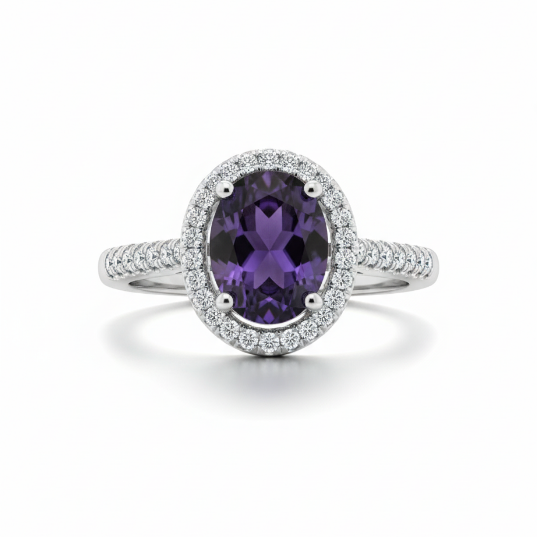 Oval Purple Zircon Ring