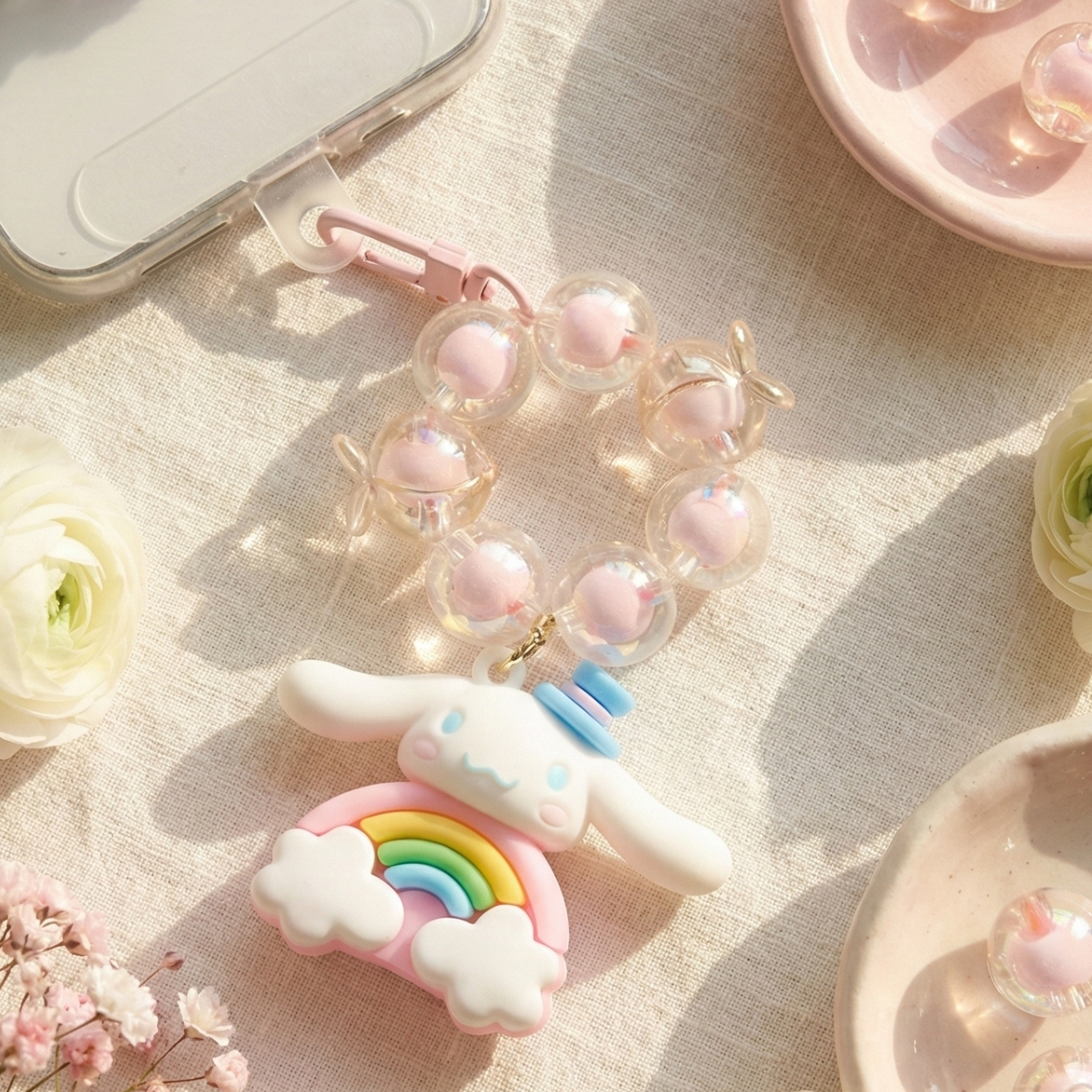 Pink Skies Rainbow Bunny Charm