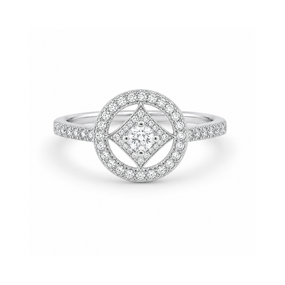 Geometric And Round Zircon Ring