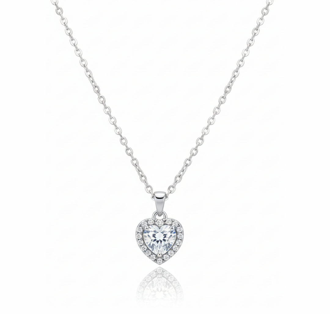 3D Heart Zircon Diamond Necklace