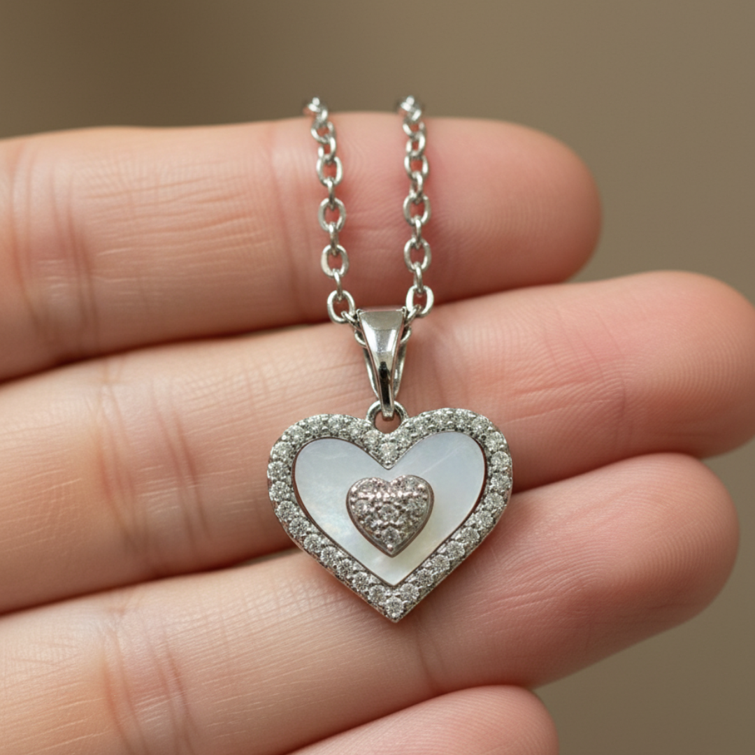 Heart of Glimmer Zircon Necklace