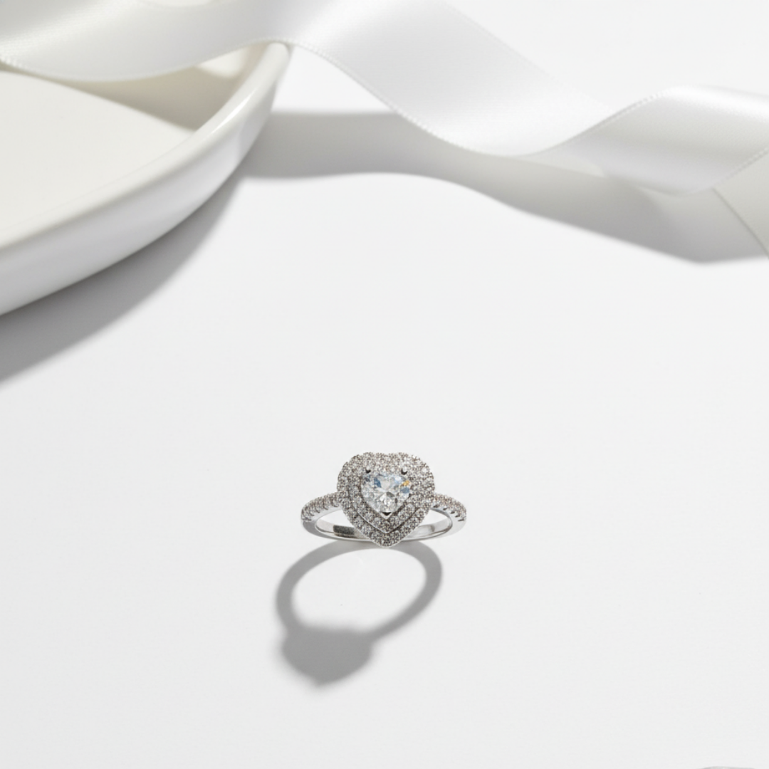 Heart-Shaped Double Halo Ring