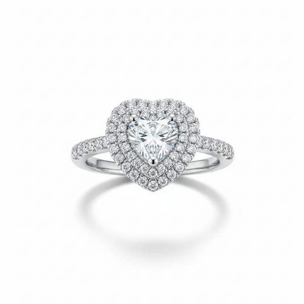 Heart-Shaped Double Halo Ring