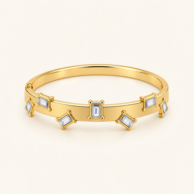 Floating Gem Kada - 18k Gold ( Demi Fine )