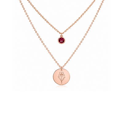 Birth Flower & Birth Stone Necklace