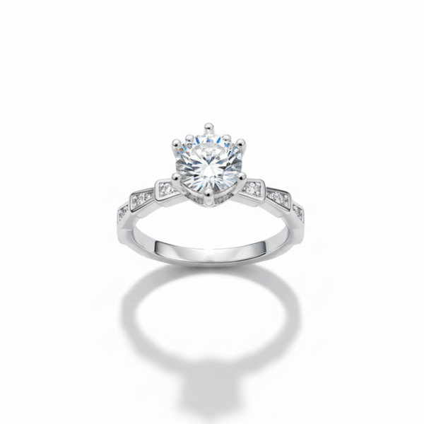 Geometric Halo Zircon Ring