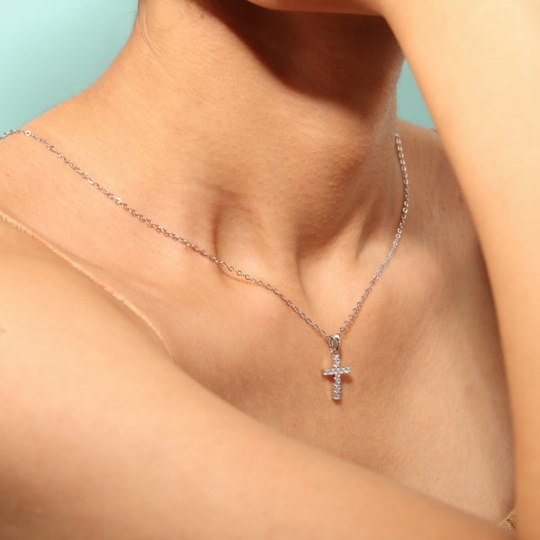Zircon Faith Cross Pendant Necklace