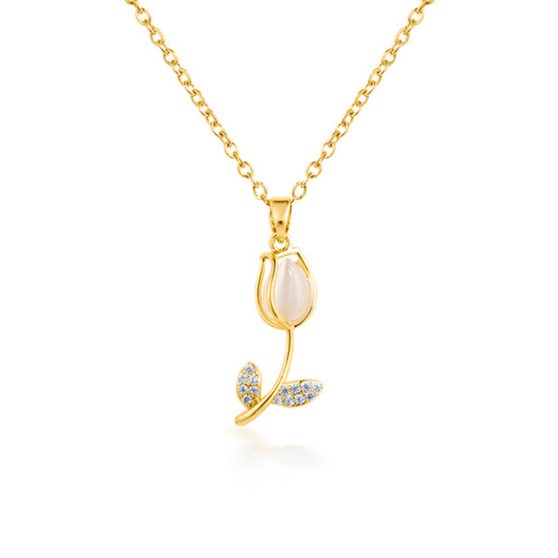 18k Gold Plated Rose Pendant Necklace