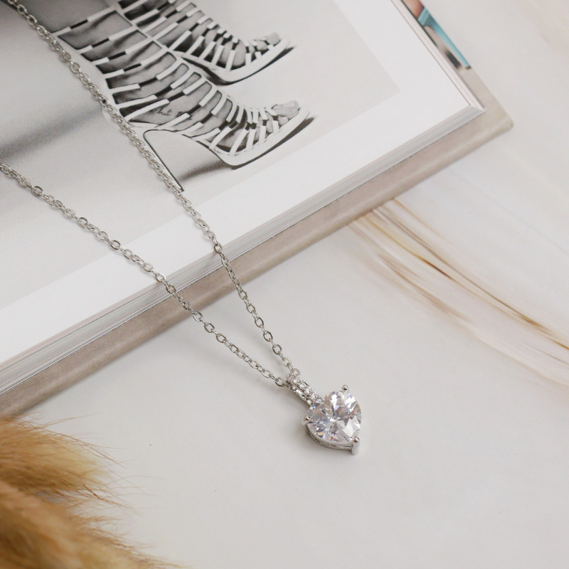 Heart-Shaped Zircon Pendant Necklace