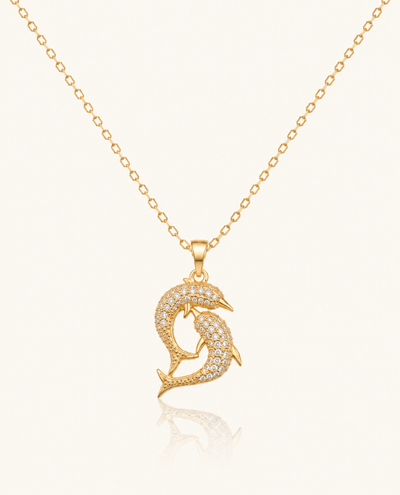 Dolphin Duo Necklace - 18K Gold (Demi Fine)