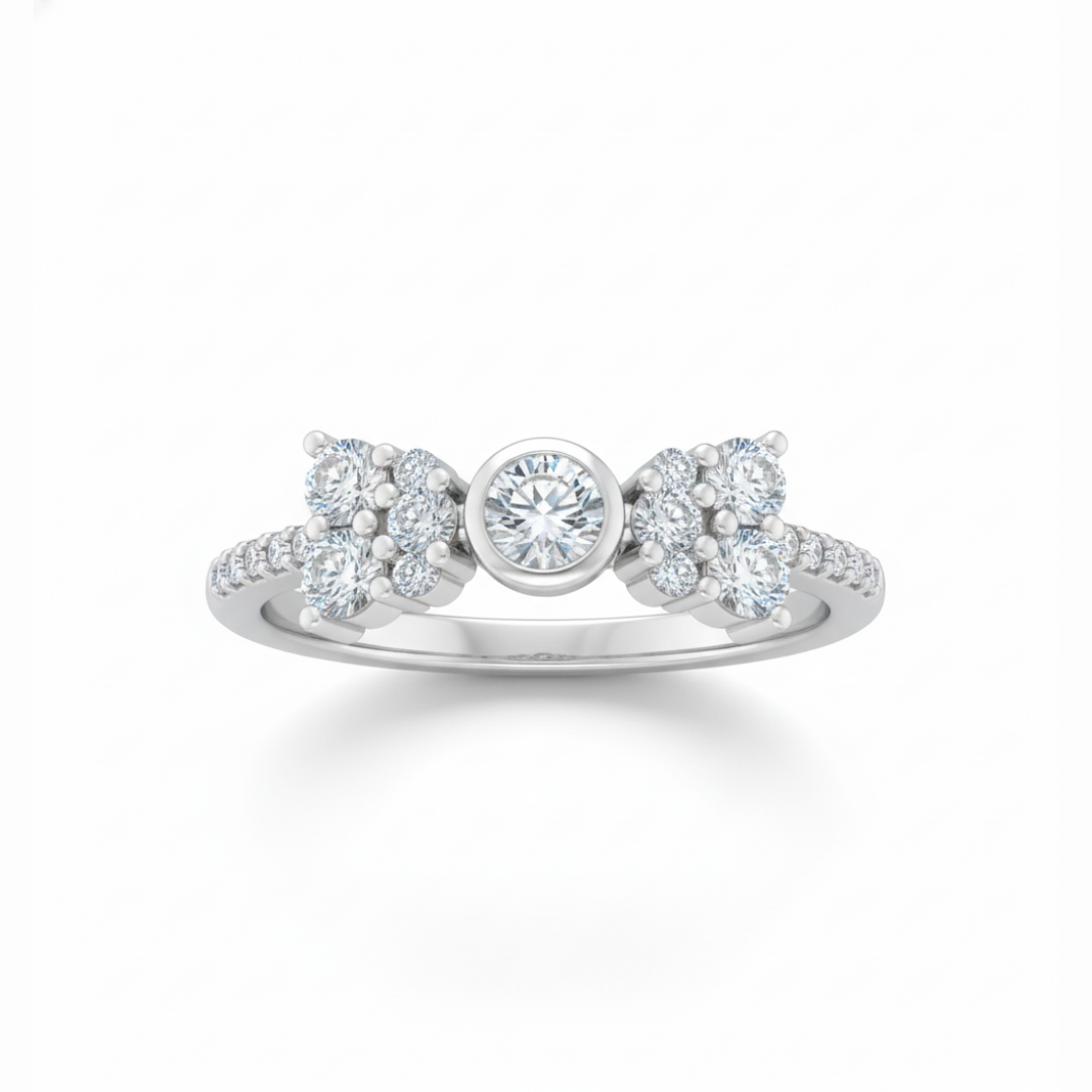 Silver Bow Zircon Ring