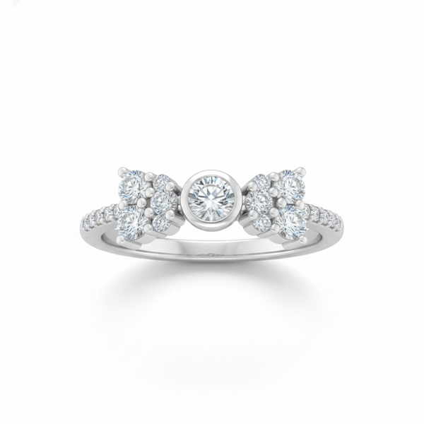 Silver Bow Zircon Ring