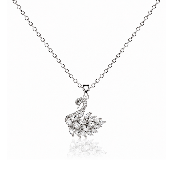 Zircon Swan Pendant Necklace