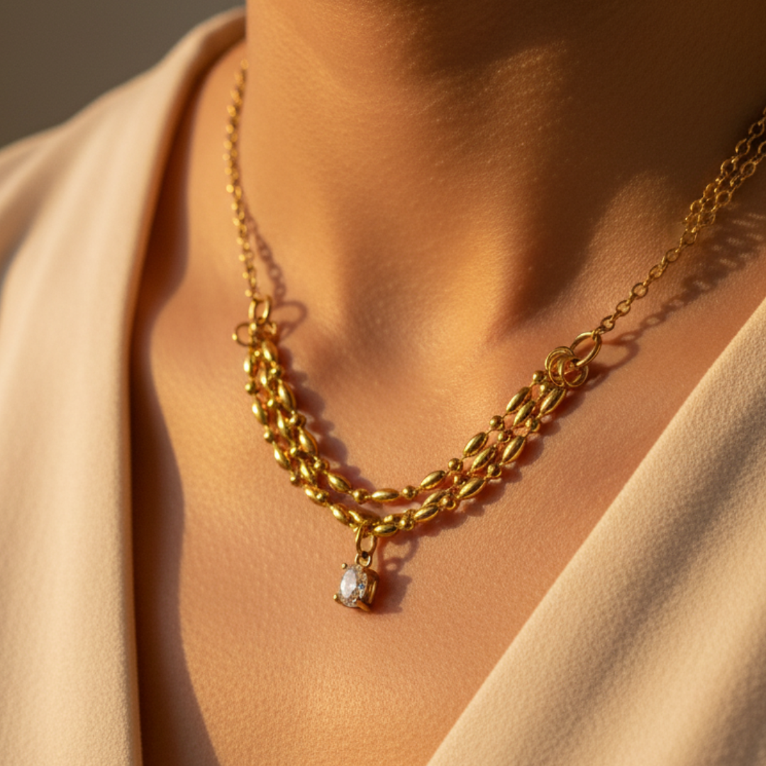 18k Gold-Plated Bauble Cluster Zircon Necklace