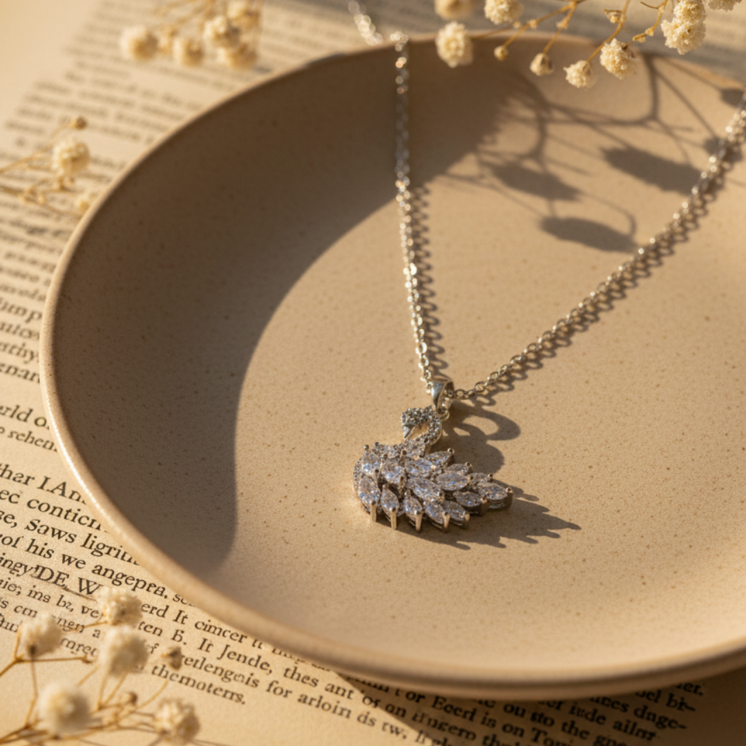 Zircon Swan Pendant Necklace