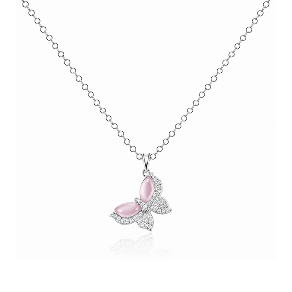 Pink Opalescent Butterfly Necklace