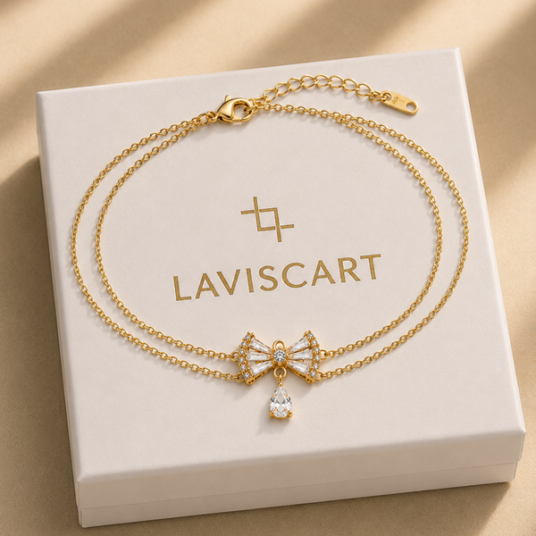 Crystal Bow Drop Anklet