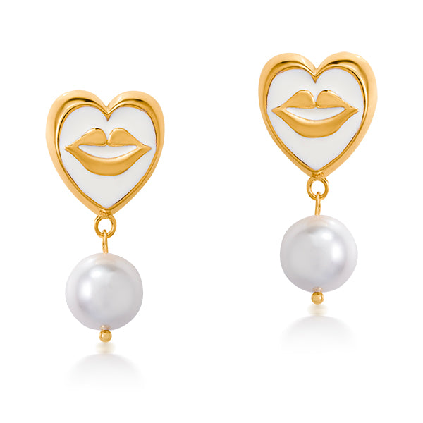 White Pucker Up Earrings