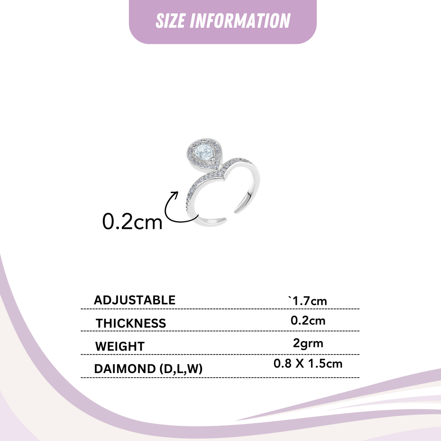 Pear Drop Sparkle Ring