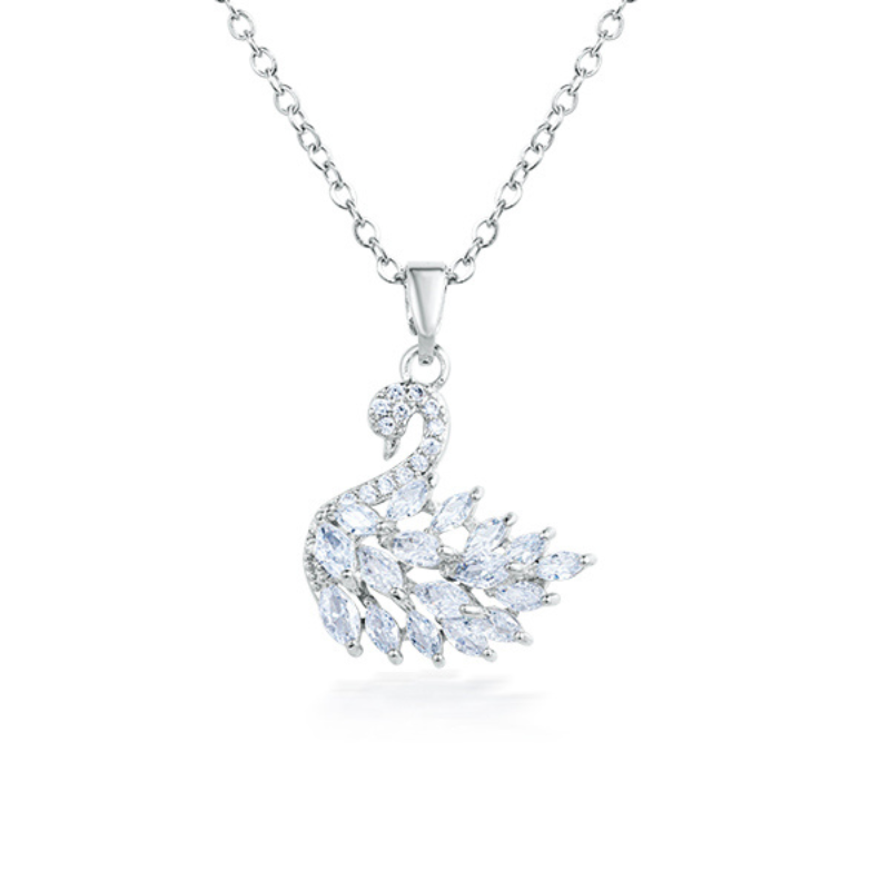 Zircon Swan Pendant Necklace