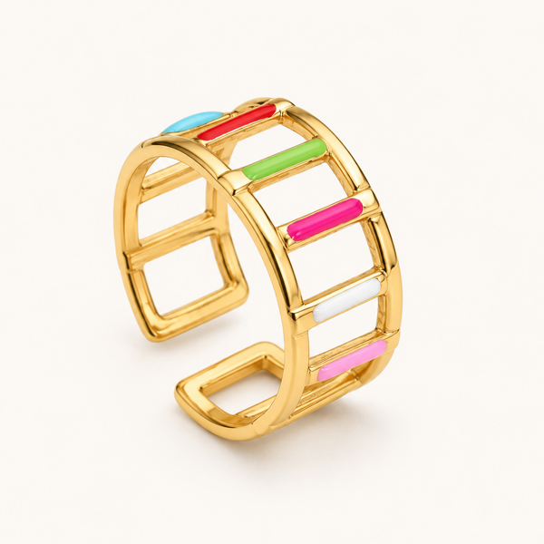 Color Grid Ring - 18k Gold (Demi Fine)