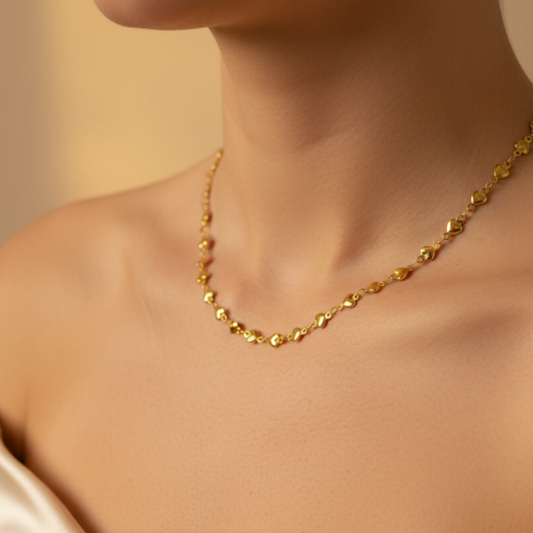 18k Gold-Plated Heart Necklace Chain