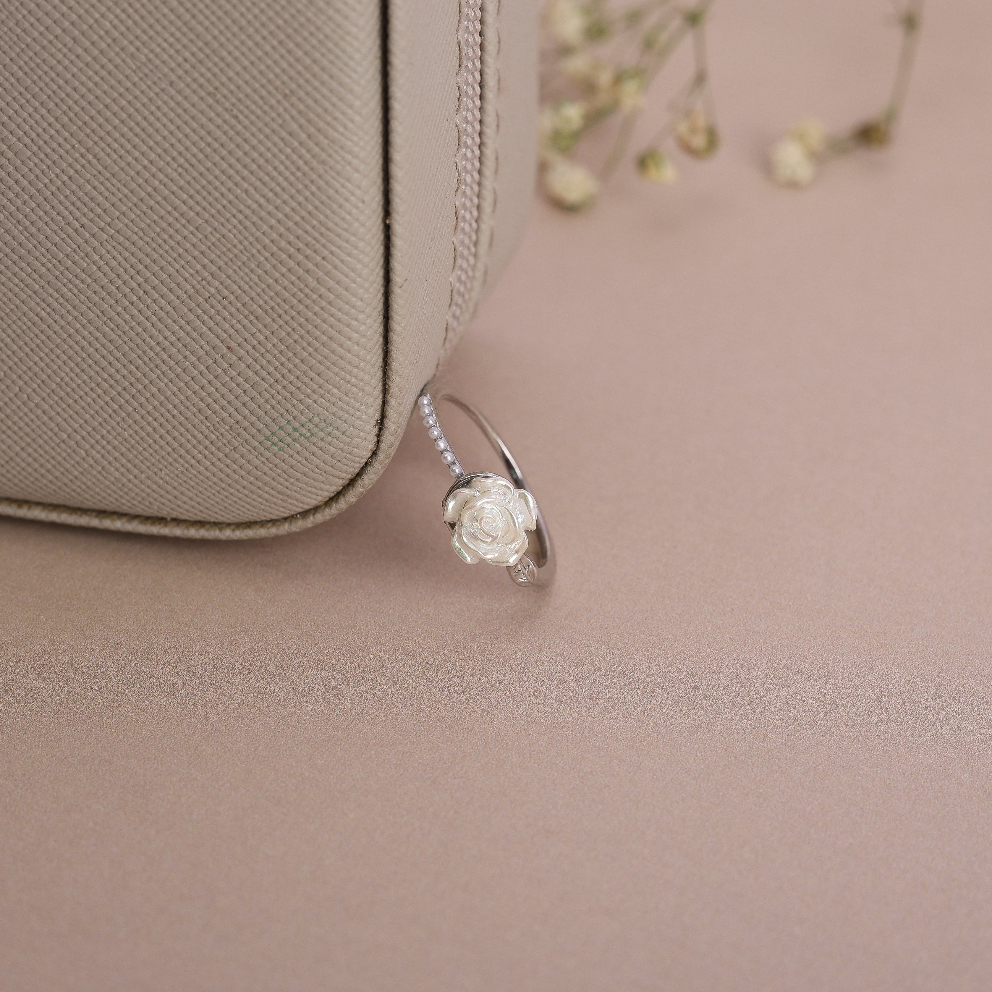 White Rose Blossom Ring