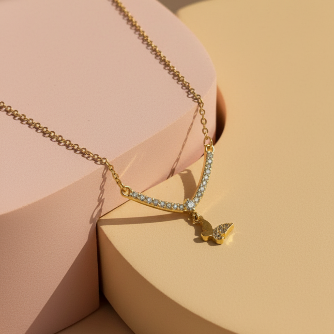 Minimalistic Butterfly Zircon Diamond Necklace