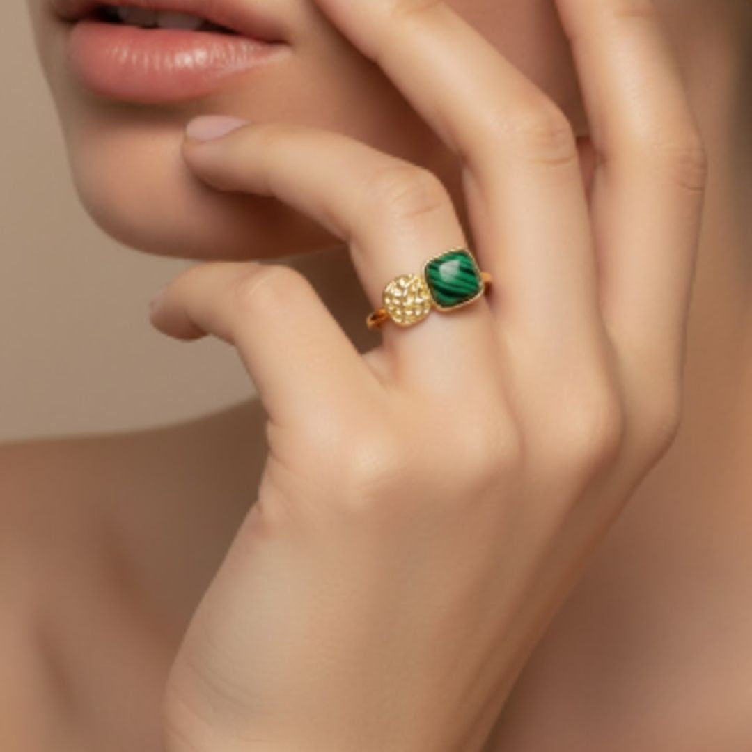 Tiger Eye Malachite Ring