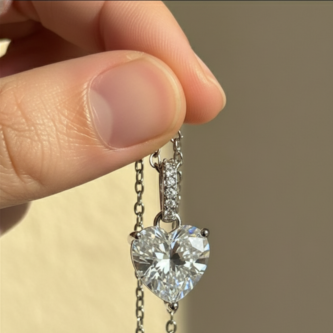 Heart-Shaped Zircon Pendant Necklace
