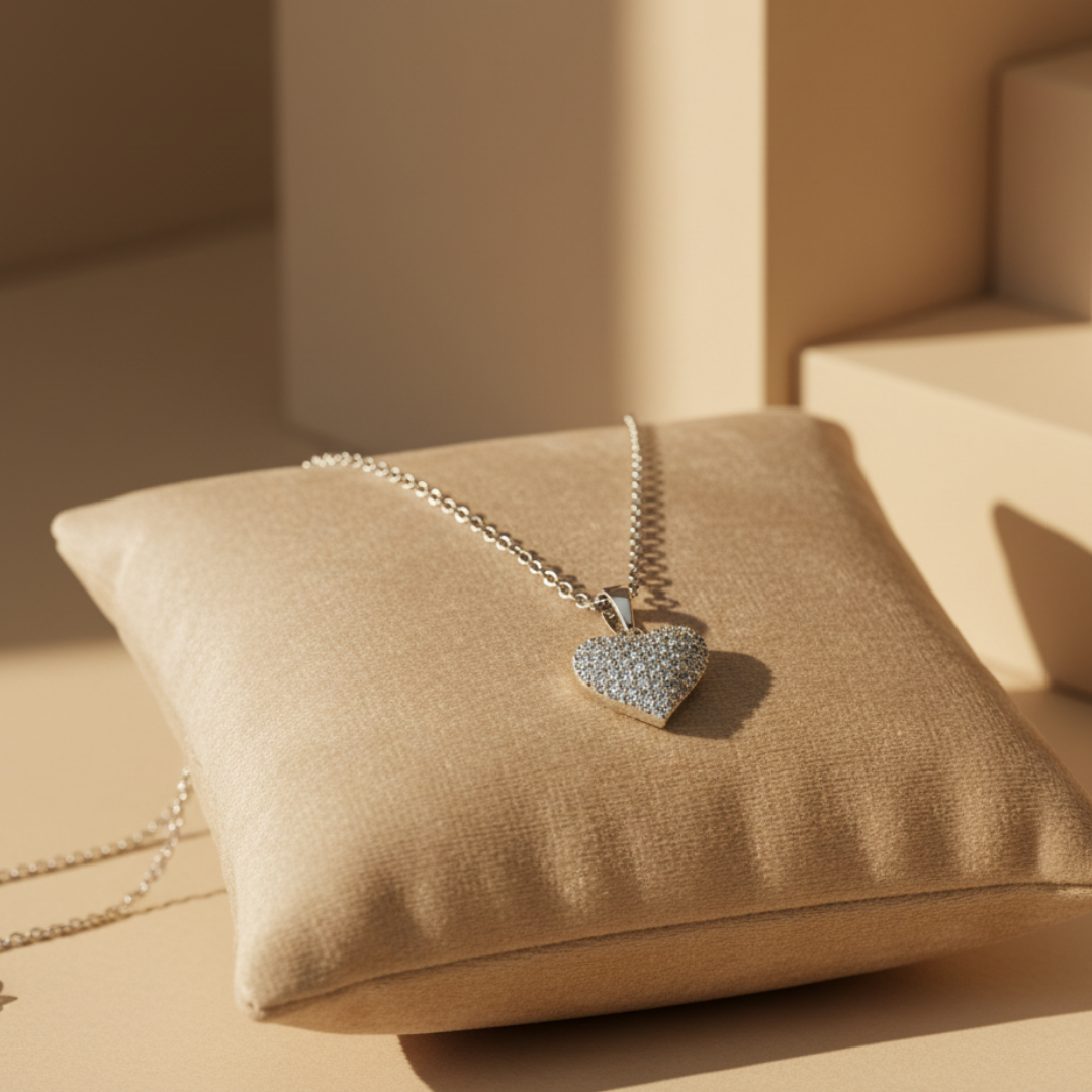 Popping Heart Zircon Diamond Necklace