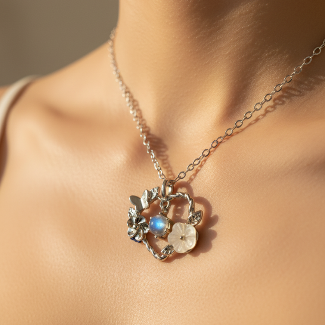 Garden Heart Pendant Necklace