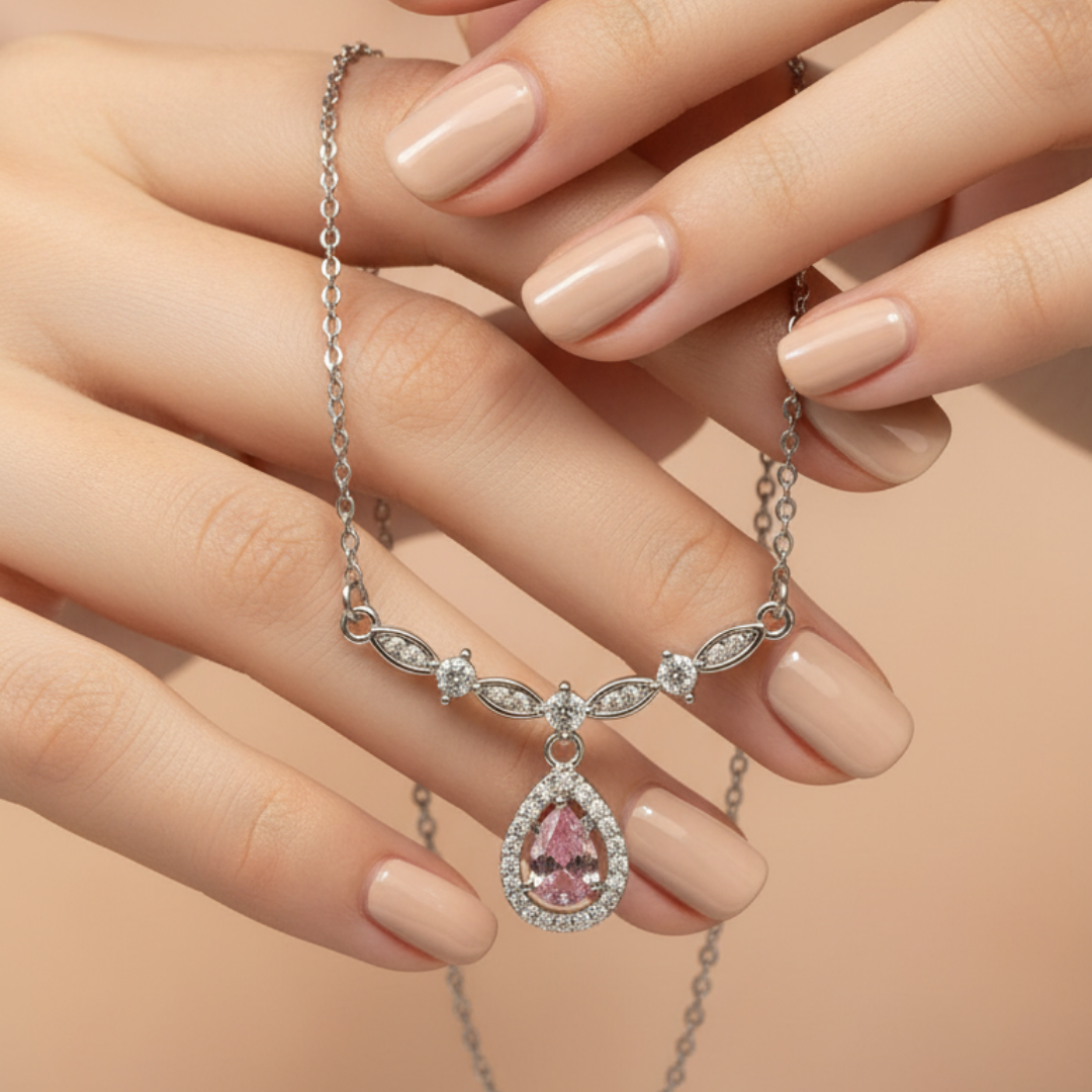 Droplet Style Zircon Diamond Necklace